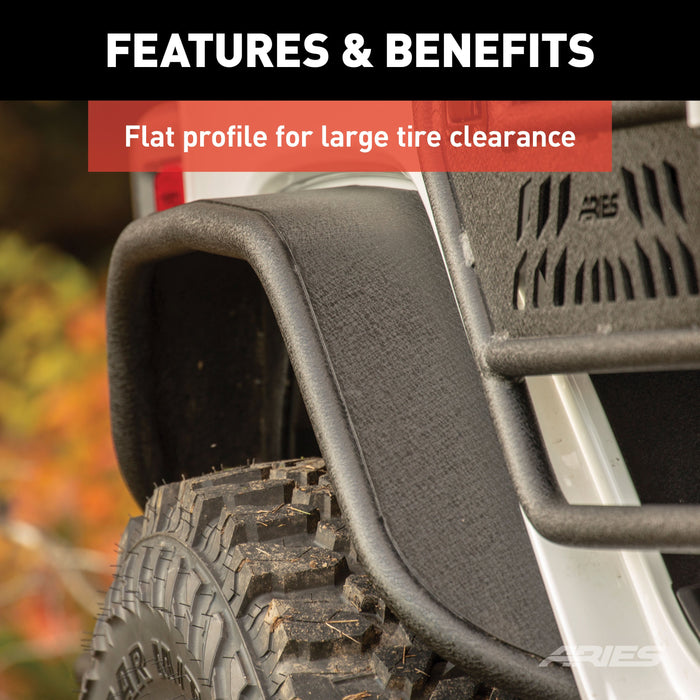 ARIES 2500207 Jeep Gladiator JT Black Aluminum Rear Fender Flares for Select Jeep Gladiator
