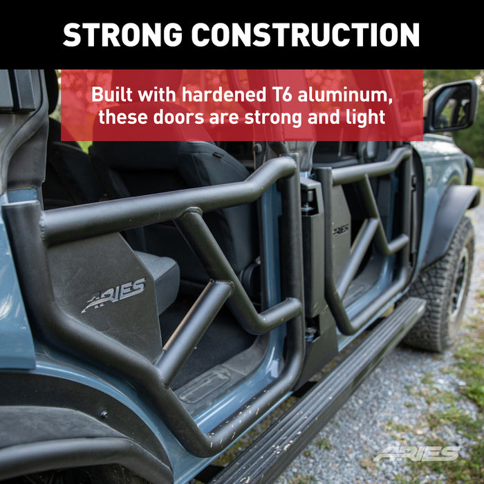 ARIES 2500250 Rear Black Aluminum Tube Doors for Ford Bronco 4-Door for Select Ford Bronco