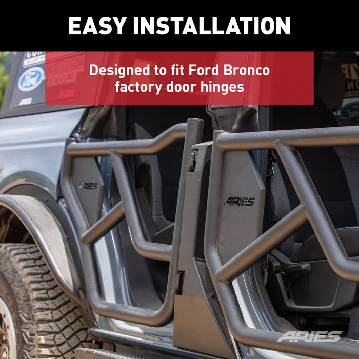 ARIES 2500250 Rear Black Aluminum Tube Doors for Ford Bronco 4-Door for Select Ford Bronco