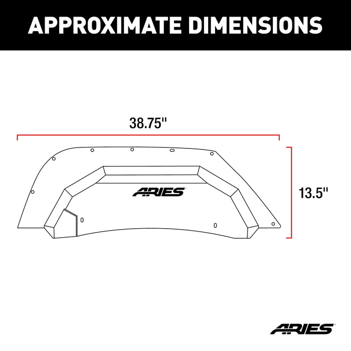 ARIES 2500350 Jeep Wrangler JK Aluminum Rear Inner Fender Liners for Select Jeep Wrangler