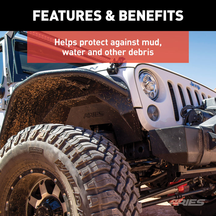 ARIES 2500450 Jeep Wrangler JK Aluminum Front and Rear Inner Fender Liners for Select Jeep Wrangler