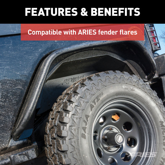 ARIES 2500555 Jeep Gladiator JT Aluminum Rear Inner Fender Liners for Select Jeep Gladiator
