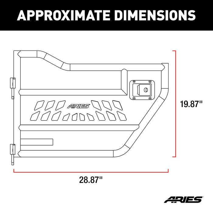 ARIES 25009 Jeep Wrangler JK Aluminum Rear Tube Doors for Select Jeep Wrangler