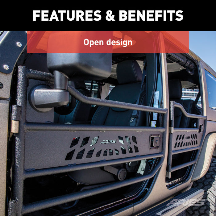ARIES 25009 Jeep Wrangler JK Aluminum Rear Tube Doors for Select Jeep Wrangler