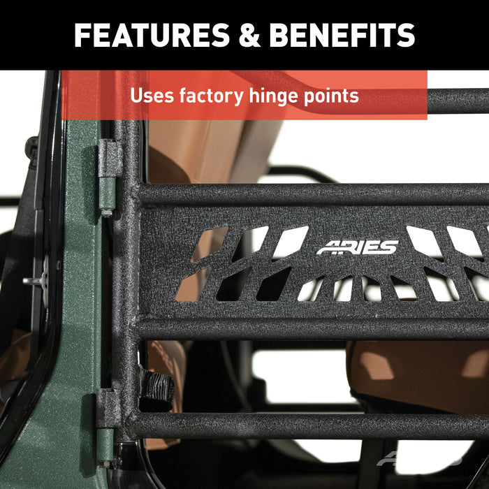 ARIES 25009 Jeep Wrangler JK Aluminum Rear Tube Doors for Select Jeep Wrangler