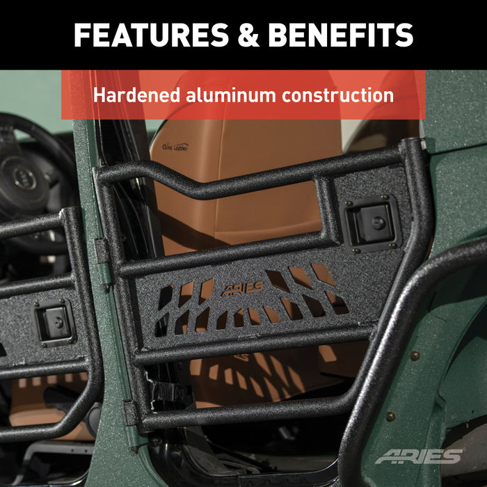 ARIES 25009 Jeep Wrangler JK Aluminum Rear Tube Doors for Select Jeep Wrangler