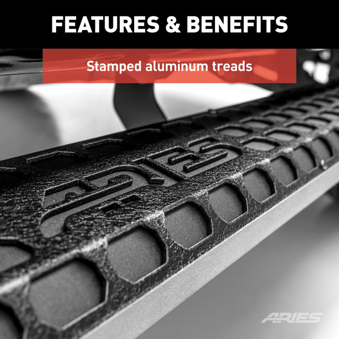 ARIES 2556015 AdvantEDGE 5-1/2" x 91" Black Aluminum Side Bars, Select Silverado, Sierra Crew for Select Chevrolet Silverado 1500