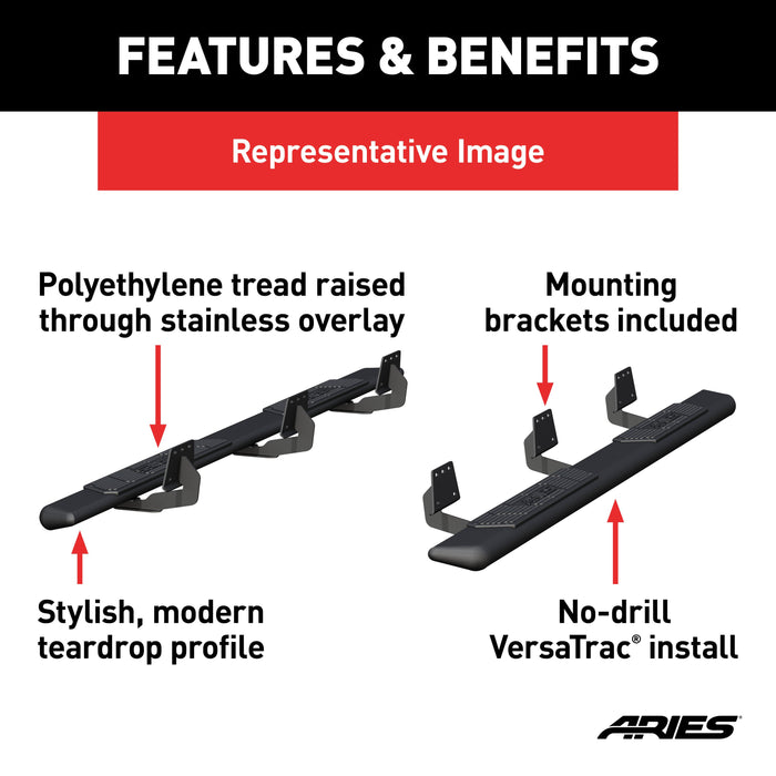 ARIES 2558011 AscentStep 5-1/2" x 91" Black Steel Running Boards, Select Silverado, Sierra for Select Chevrolet Silverado 1500
