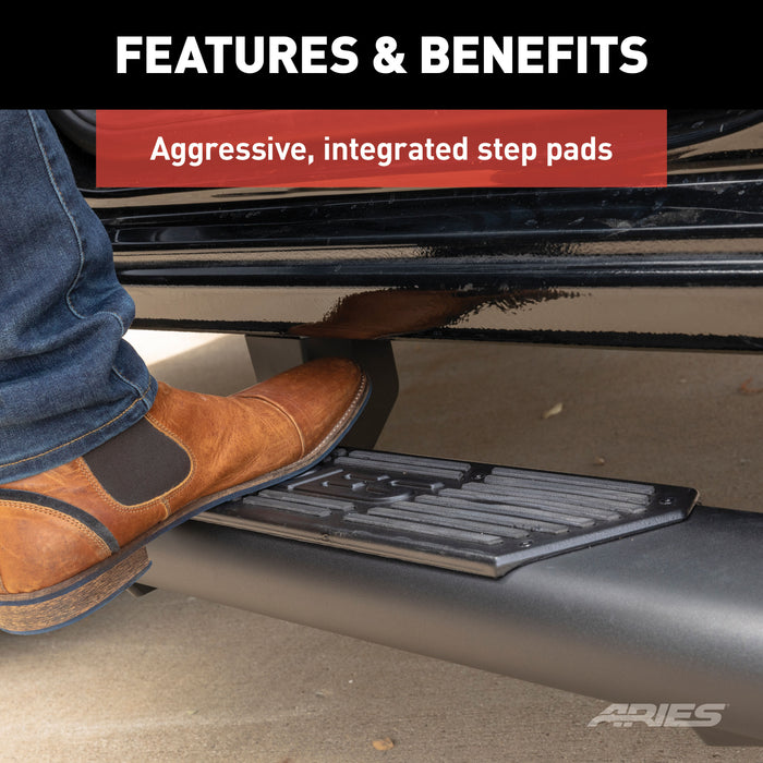 ARIES 2558011 AscentStep 5-1/2" x 91" Black Steel Running Boards, Select Silverado, Sierra for Select Chevrolet Silverado 1500