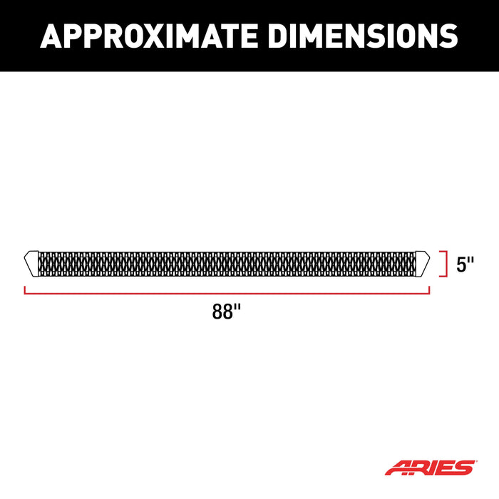 ARIES 2559006 SlimGrip 5" x 88" Black Aluminum Running Boards, Fits Select RAM 1500, 2500, 3500, 4500, 5500 for Select Ram 2500