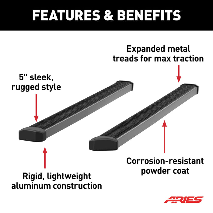 ARIES 2559026 SlimGrip 78-Inch Black Aluminum Truck Running Boards, Select Toyota Tacoma for Select Toyota Tacoma