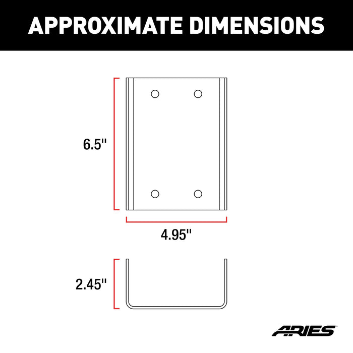 ARIES 256TBL Jeep Wrangler JK Third Brake Light Extension Bracket for Select Jeep Wrangler