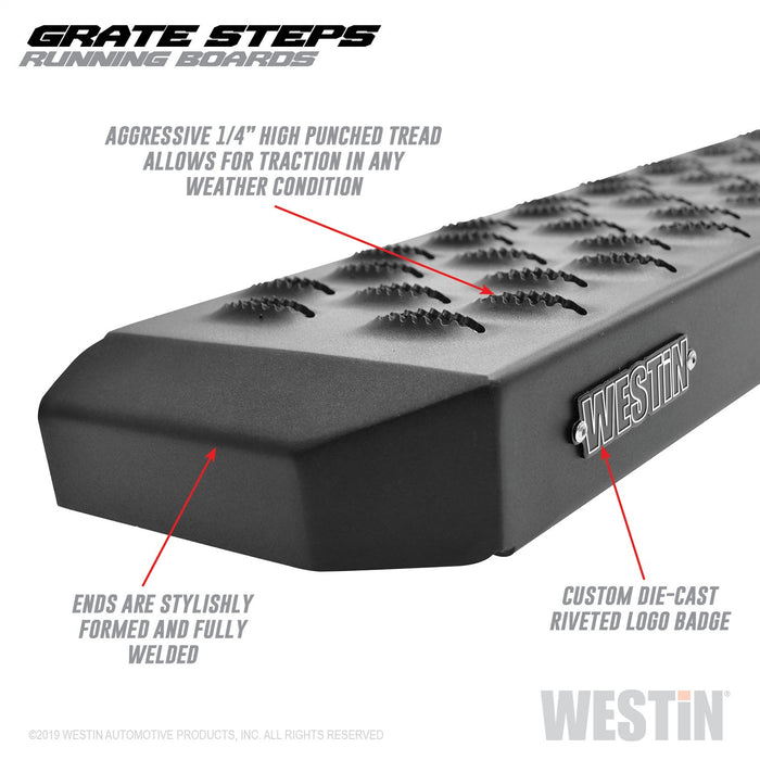 Westin 27-74735 Grate Steps Running Boards; Textured Black; 79 in.; Mount Kit Not Included; - Truck Part Superstore