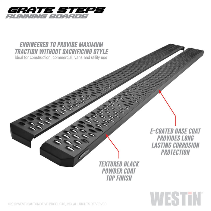 Westin 27-74755 Grate Steps Running Boards; Textured Black; 86 in.; Mount Kit Not Included; - Truck Part Superstore