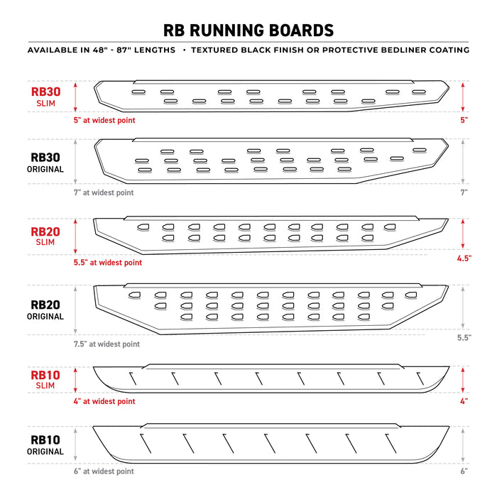 Go Rhino 6960488020PC RB30 Running Boards with Mounting Brackets, 2 Pairs Drop Steps Kit - Truck Part Superstore