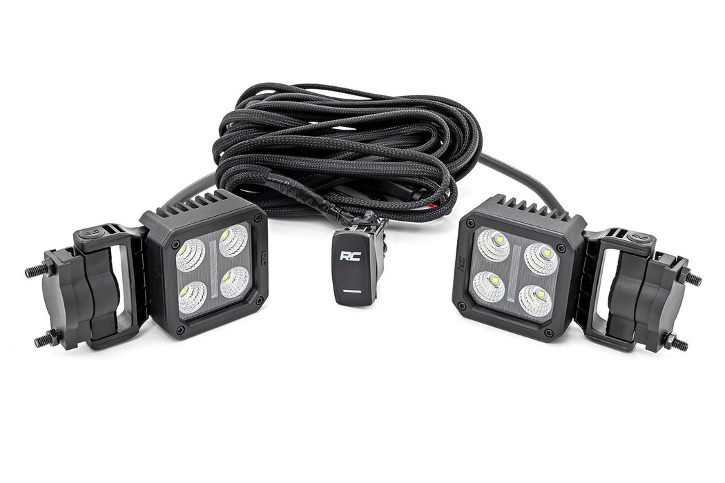 Rough Country 70802 LED Light Pair 2 Inch Square Flood Swivel Mount Rough Country - Truck Part Superstore