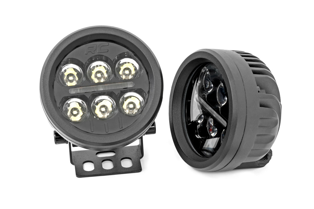 Rough Country 70900 Black Series Round LED Light Pair 3.5 Inch Amber DRL Rough Country - Truck Part Superstore