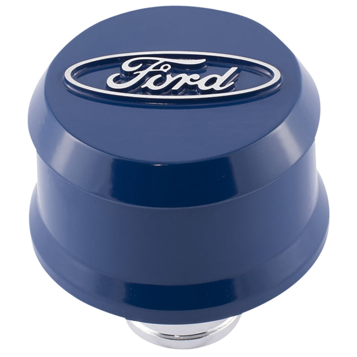 ProForm 302-436 Slant-Edge Aluminum Push-In Air Breather Cap Ford Blue Raised Machined Oval Ford Emblem Proform - Truck Part Superstore