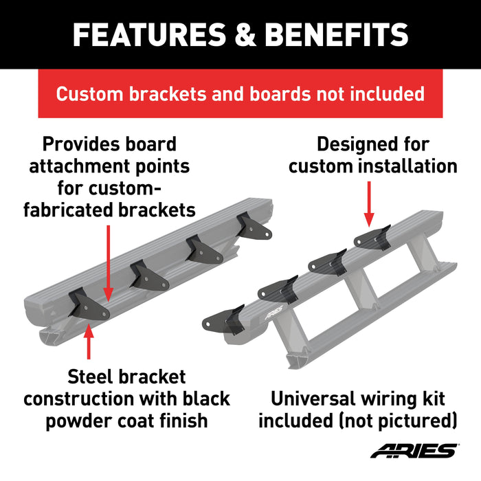 ARIES 3025177 Universal ActionTrac Mounting Brackets (8-Pack, Fabricated Brackets Required)