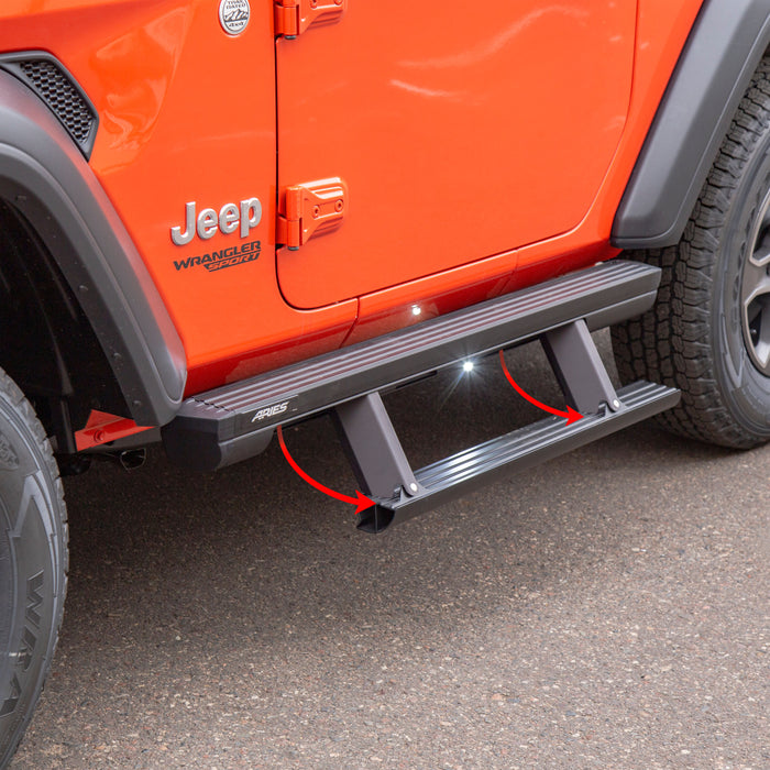 ARIES 3034471 ActionTrac 48.75" Powered Running Boards, Select Jeep Wrangler JL 2-Door for Select Jeep Wrangler