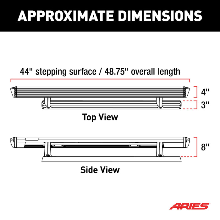 ARIES 3034472 ActionTrac 48.75" Powered Running Boards, Select Ford Bronco 2-Door for Select Ford Bronco