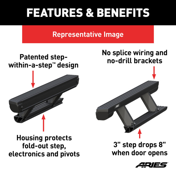 ARIES 3034472 ActionTrac 48.75" Powered Running Boards, Select Ford Bronco 2-Door for Select Ford Bronco