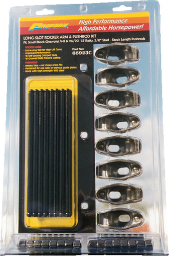ProForm 66923C Eng Rocker Arm And Push Rod Kit Long Slot Style 1.5 Ratio 3/8 Stud SB Chevy Proform - Truck Part Superstore