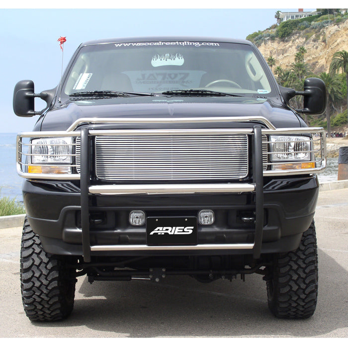 ARIES 3045-2 Polished Stainless Grille Guard, Select Ford Excursion, F-250, F-350 Super Duty for Select Ford F-250
