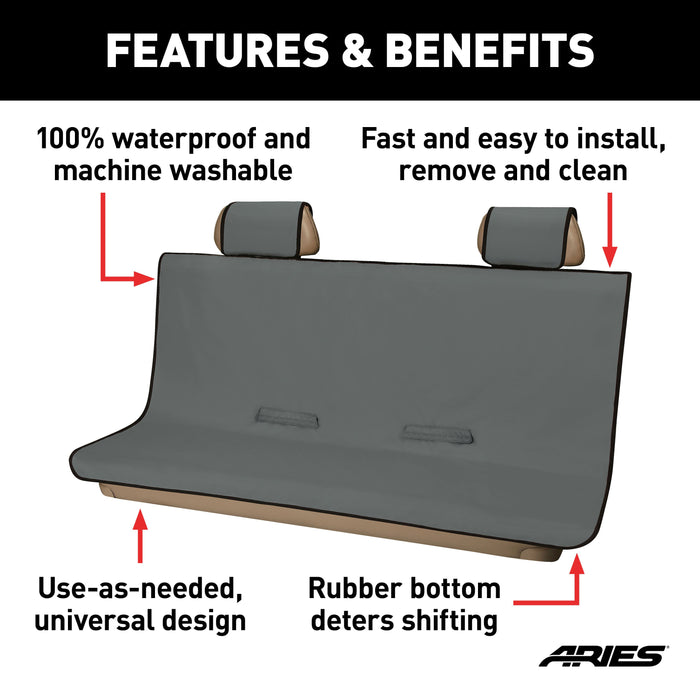 ARIES 3147-01 Seat Defender 58" x 63" Removable Waterproof Grey XL Bench Seat Cover
