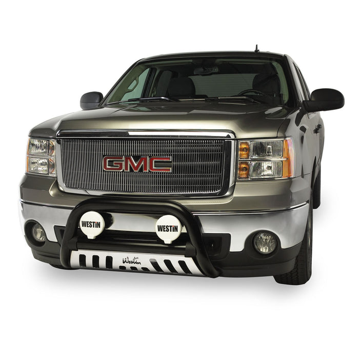 Westin 32-2275 Ultimate Bull Bar; 3 in. Dia.; Black Steel; w/Stainless Steel Skid Plate; - Truck Part Superstore