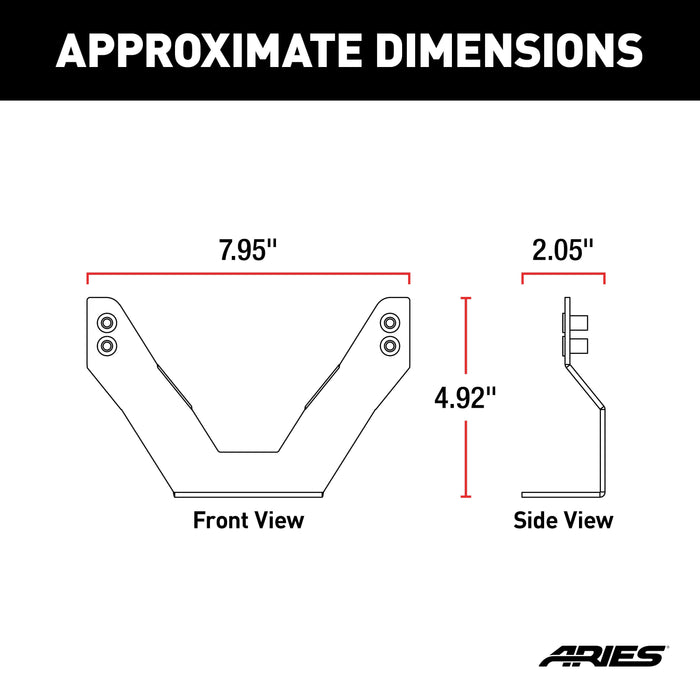 ARIES 35-0000 3" Bull Bar License Plate Bracket