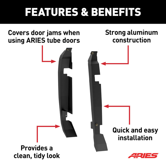 ARIES 3500250 Tube   Door Hinge Covers for Ford Bronco 2-Door - 2-Piece Set for Select Ford Bronco