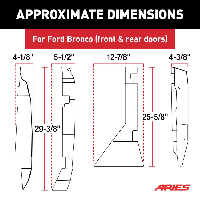 ARIES 3500255 Tube   Door Hinge Covers for Ford Bronco 4-Door - 4-Piece Set for Select Ford Bronco