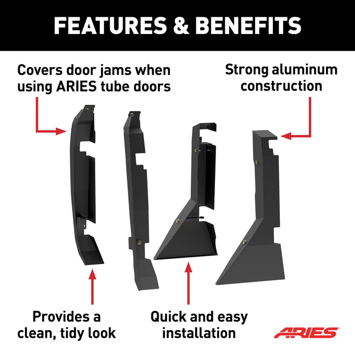 ARIES 3500255 Tube   Door Hinge Covers for Ford Bronco 4-Door - 4-Piece Set for Select Ford Bronco