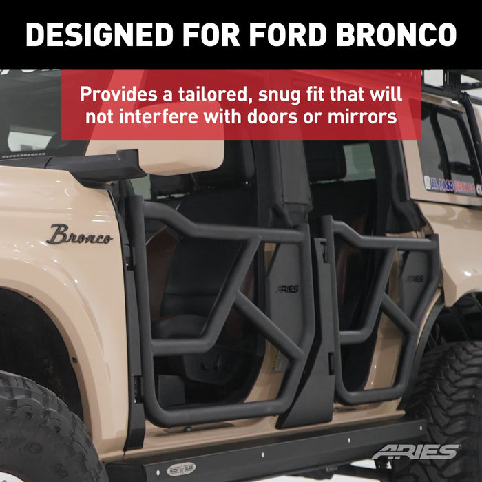 ARIES 3500255 Tube   Door Hinge Covers for Ford Bronco 4-Door - 4-Piece Set for Select Ford Bronco