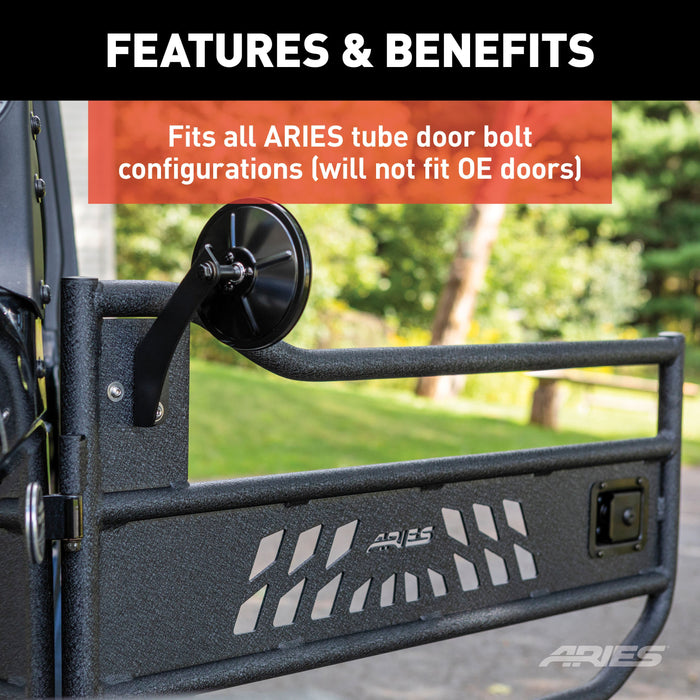 ARIES 3500300 Offroad Jeep Wrangler Tube Door Mirrors (2-Pack) for Select Jeep Wrangler