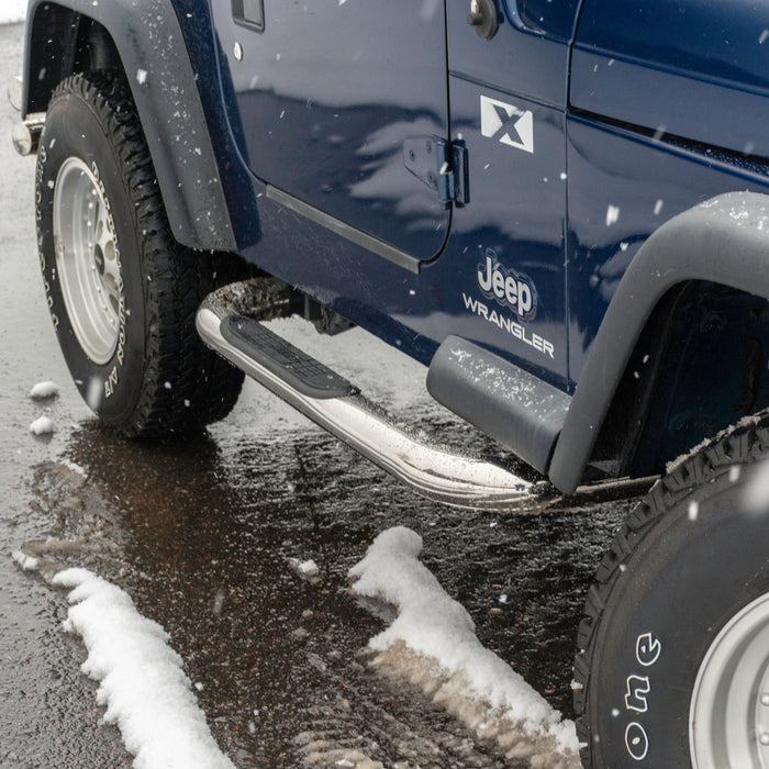 ARIES 35600-2 3" Round Polished Stainless Side Bars, Select Jeep Wrangler YJ, TJ for Select Jeep Wrangler