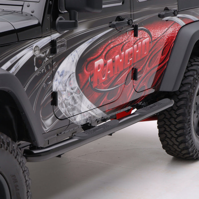 ARIES 35700 3" Round Black Steel Side Bars, Select Jeep Wrangler JK Unlimited for Select Jeep Wrangler
