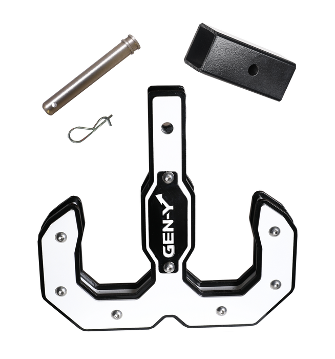 GEN-Y Hitch GH-0071-W Hulk 2.0 Tow Hook 16K 2" Shank Black/White Reducer Sleeve, Pin & Clip - Truck Part Superstore
