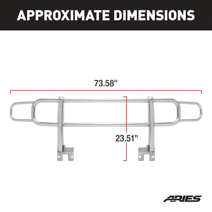 ARIES 4077-2 Polished Stainless Grille Guard, Select Hummer H3, H3T for Select Hummer H3
