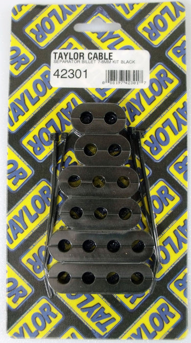 Taylor Cable 42301 Spark Plug Wire Separator; Billet Aluminum; 7-8mm; Clamp Style; Black - Truck Part Superstore