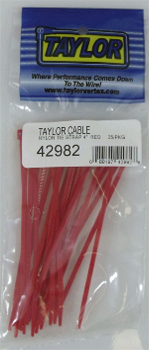 Taylor Cable 42982 Cable Wire Ties; 4 in. Length; Red; 25 Per Package; - Truck Part Superstore