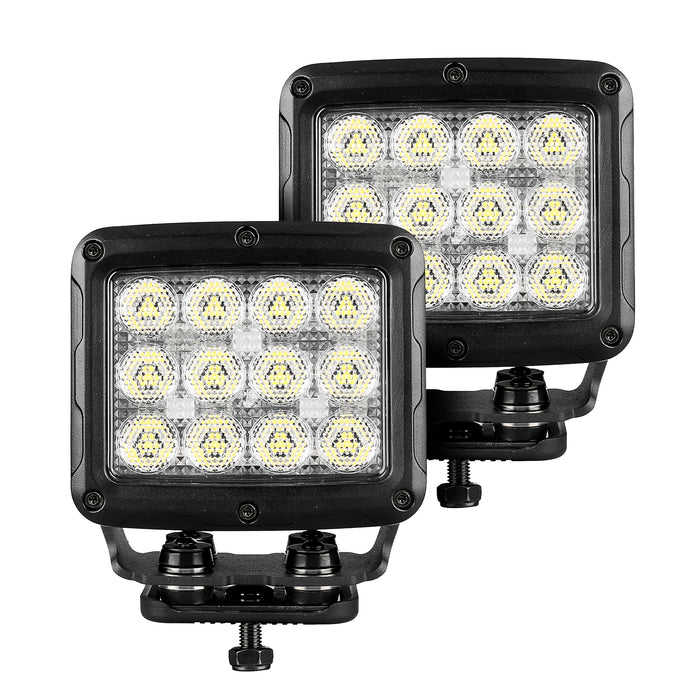 Go Rhino 751800523FCS Bright Series Lights - Pair of Square 5" Rectangle LED Spot Light Kit - Truck Part Superstore