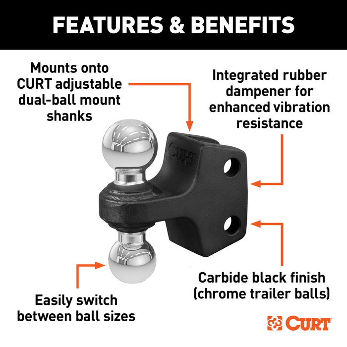 CURT 45933 Dual Ball Attachment for Weight Distribution Shank - Truck Part Superstore