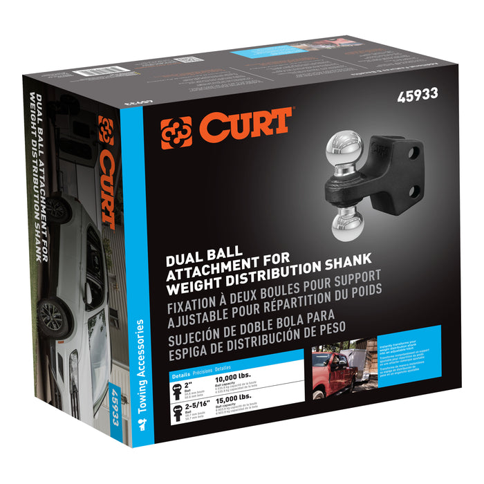 CURT 45933 Dual Ball Attachment for Weight Distribution Shank - Truck Part Superstore