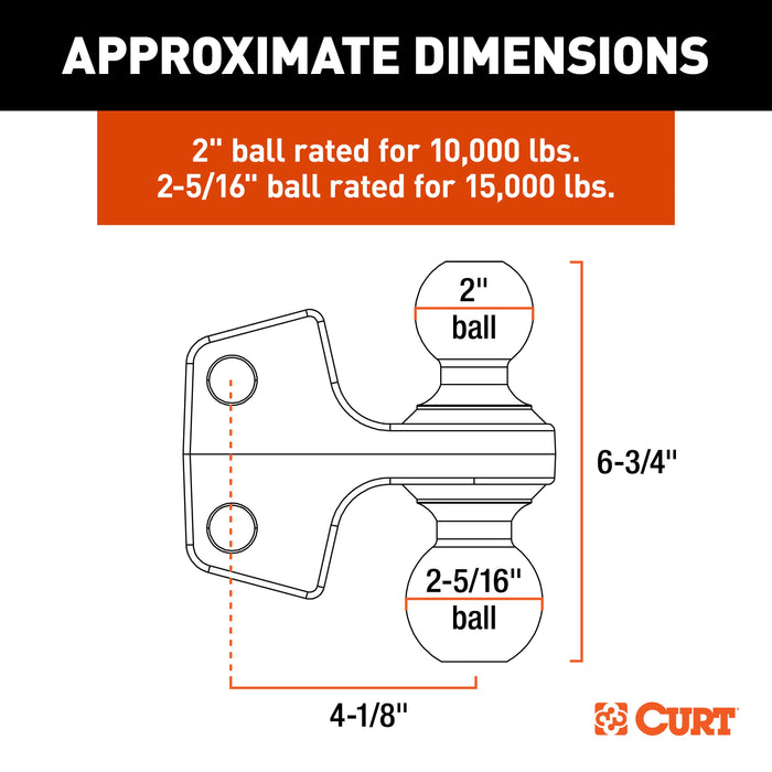 CURT 45934 HD Dual Ball Attachment for Weight Distribution Shank - Truck Part Superstore
