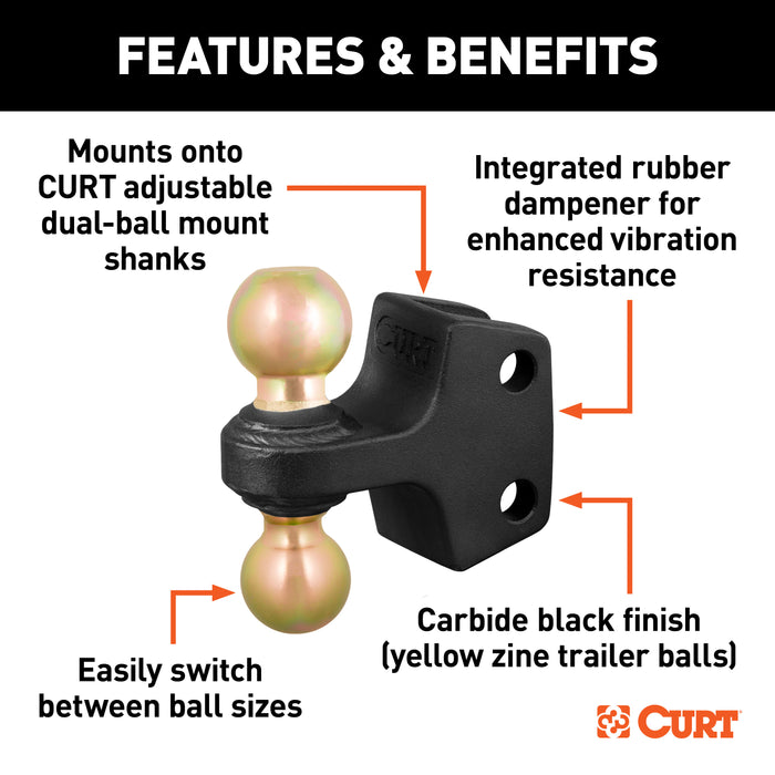 CURT 45934 HD Dual Ball Attachment for Weight Distribution Shank - Truck Part Superstore