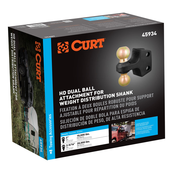 CURT 45934 HD Dual Ball Attachment for Weight Distribution Shank - Truck Part Superstore