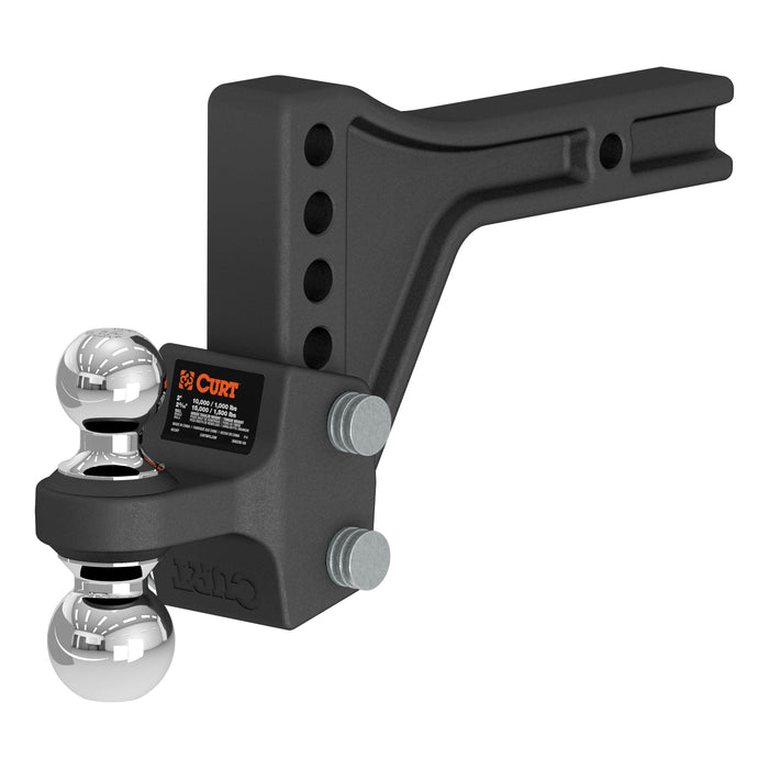CURT 45935 Adjustable Trailer Hitch Ball Mount with Dual Ball, 2" Shank, 15K - Truck Part Superstore
