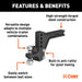 CURT 45935 Adjustable Trailer Hitch Ball Mount with Dual Ball, 2" Shank, 15K - Truck Part Superstore